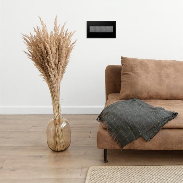 adorne 4 Gang Decorator/Rocker Wall Plate with Microban, Graphite (1-Pack)