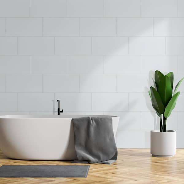 Dymo White Glossy White Ceramic Tile 12 in. x 24 in., Wall  (960 sq. ft. /Pallet)