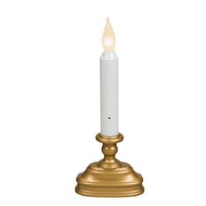 8.5 in. Dual LED Color Standard Battery Operated Candle with Antique Brass Base