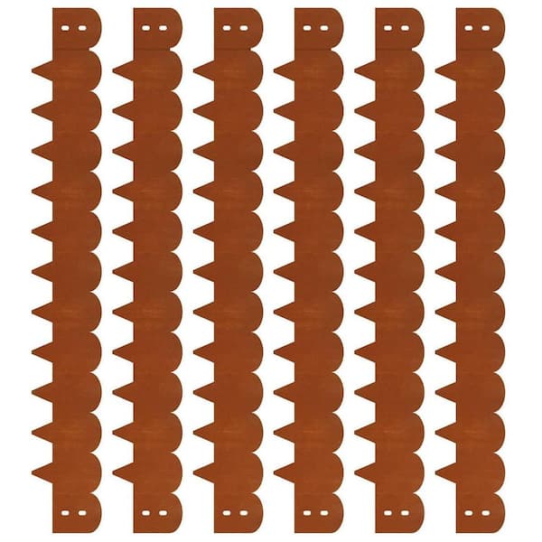 40 in. L x 8 in. H x 0.1 in. W Rustic Bendable Metal Scalloped Landscape 6-Pack Strips Hammer-in Edging Border Paver