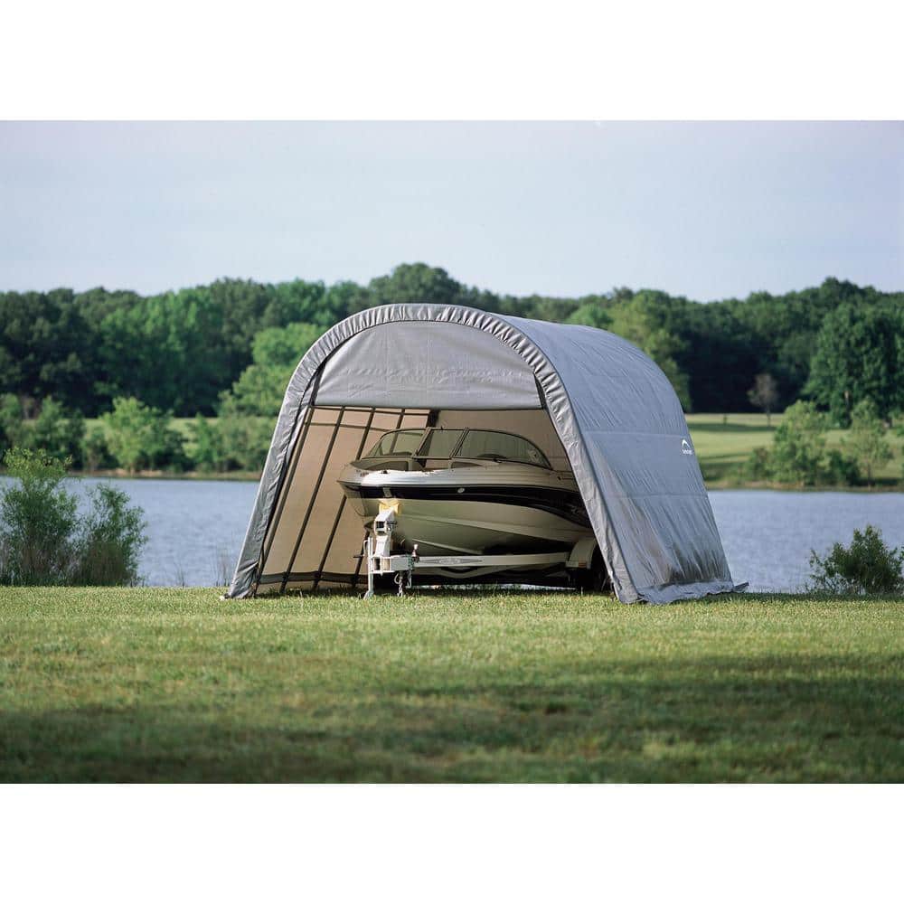 12' x 20' Gray Portable Round Garage with Zippered Doors