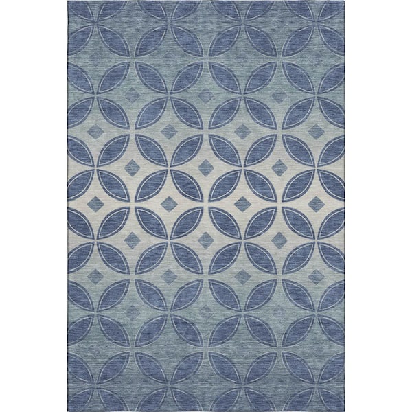 Mayfield Premium Machine Washable Abstract AMF2423 Teal 10 ft. x 14 ft. Area Rug