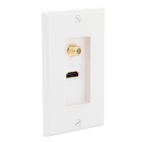 Commercial Electric White 2-Gang 1-HDMI/1-Coaxial Wall Plate (1-Pack)