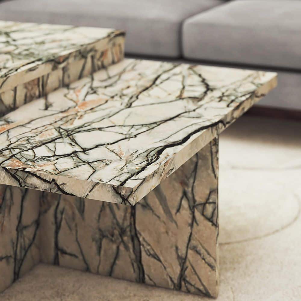 Brielle Faux Onyx Marble Two-Tiered Coffee Table