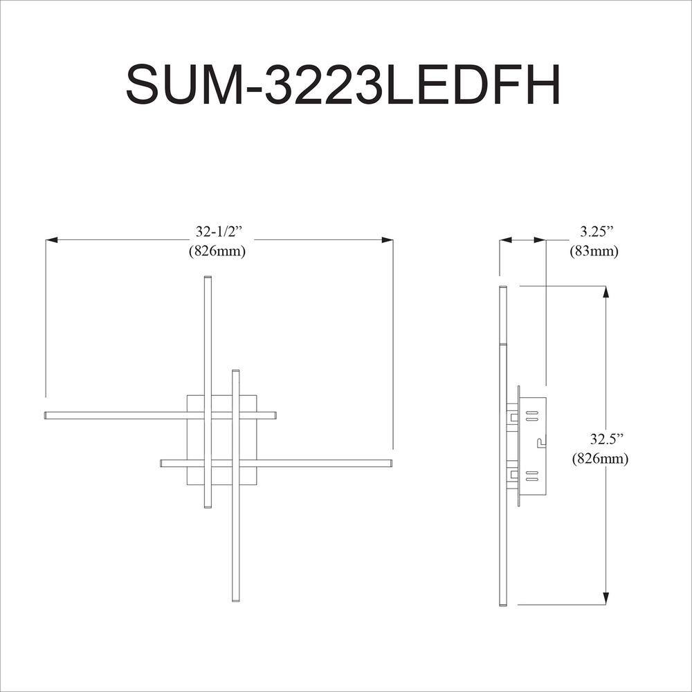 Matte Black 32.5'' Modern LED Ceiling Flush Mount for Indoor/Outdoor