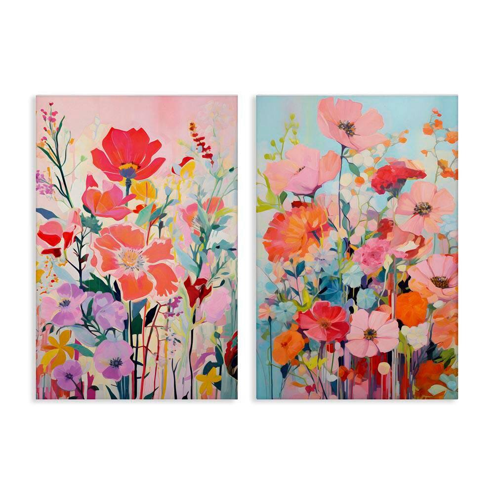 Bright Contemporary Flowers by LSR Design Studio 2 Pieces Unframed Nature Graphic Art Print 30 in. x 20 in. price history on PriceWatchPro