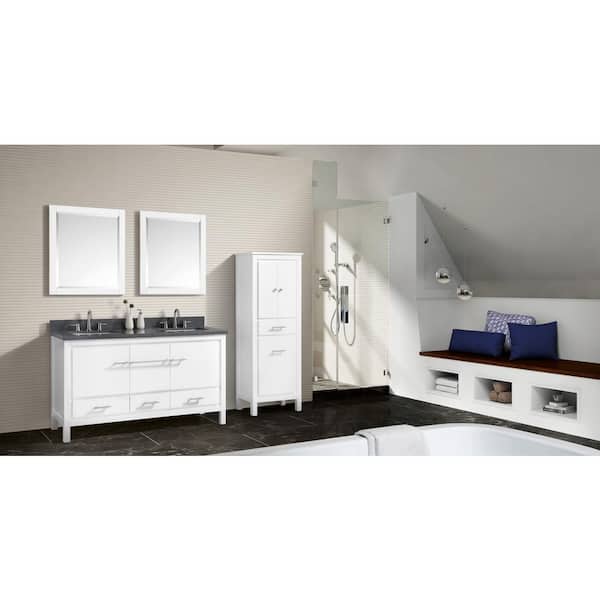 Riley 61 in. W x 22 in. D x 34.8 in. H Bath Vanity in White with Quartz Vanity Top in Gray with Basins