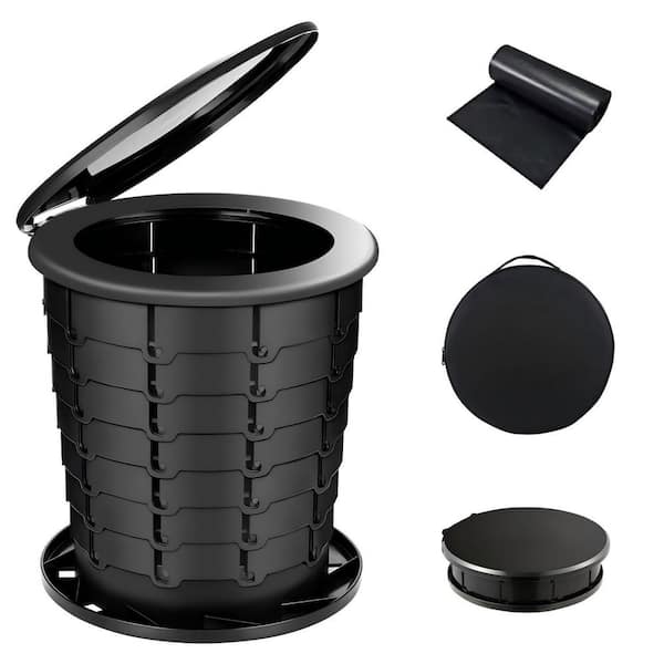 Adjustable Height ABS Plastic Collapsible Portable Non-Electric Waterless Toilet, Camping Potty Toilet for Adults