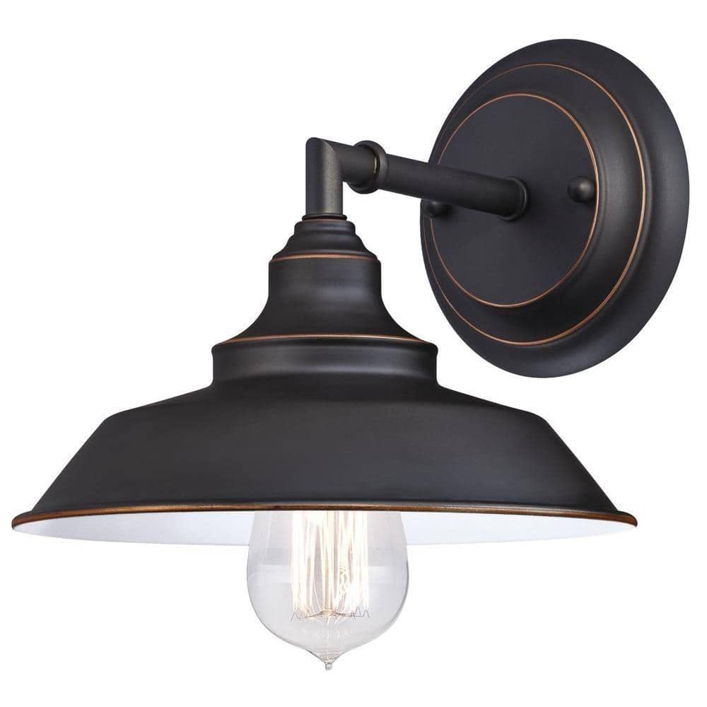 Finish with Highlights and Metal Shades Oil Rubbed Bronze/White Westinghouse Lighting 6343400 Iron Hill Three-Light Indoor Wall Fixture 3 