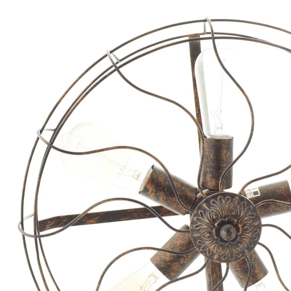 Bronze Vintage Fan Shape 5 Light Industrial Nightstand Lamp