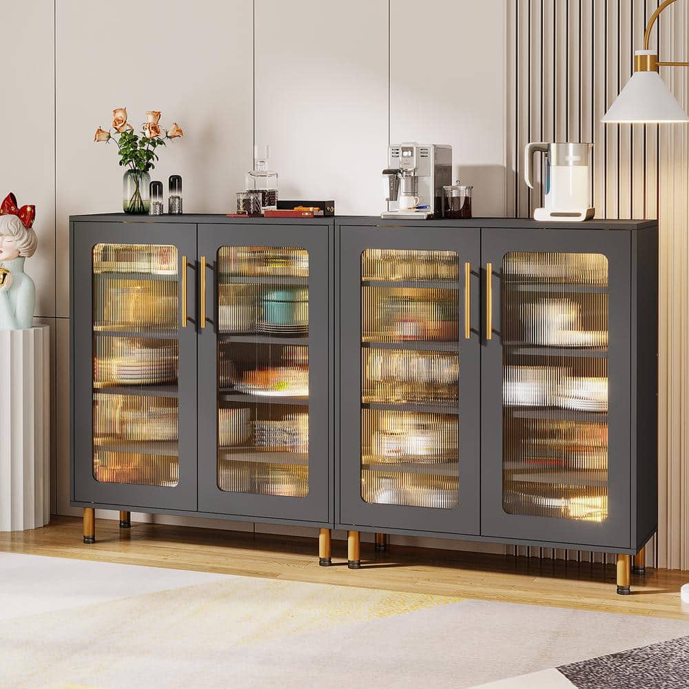 BYBLIGHT Ahlivia Gray Wood 31.5 in. Sideboard Buffet Cabinet with Doors ...