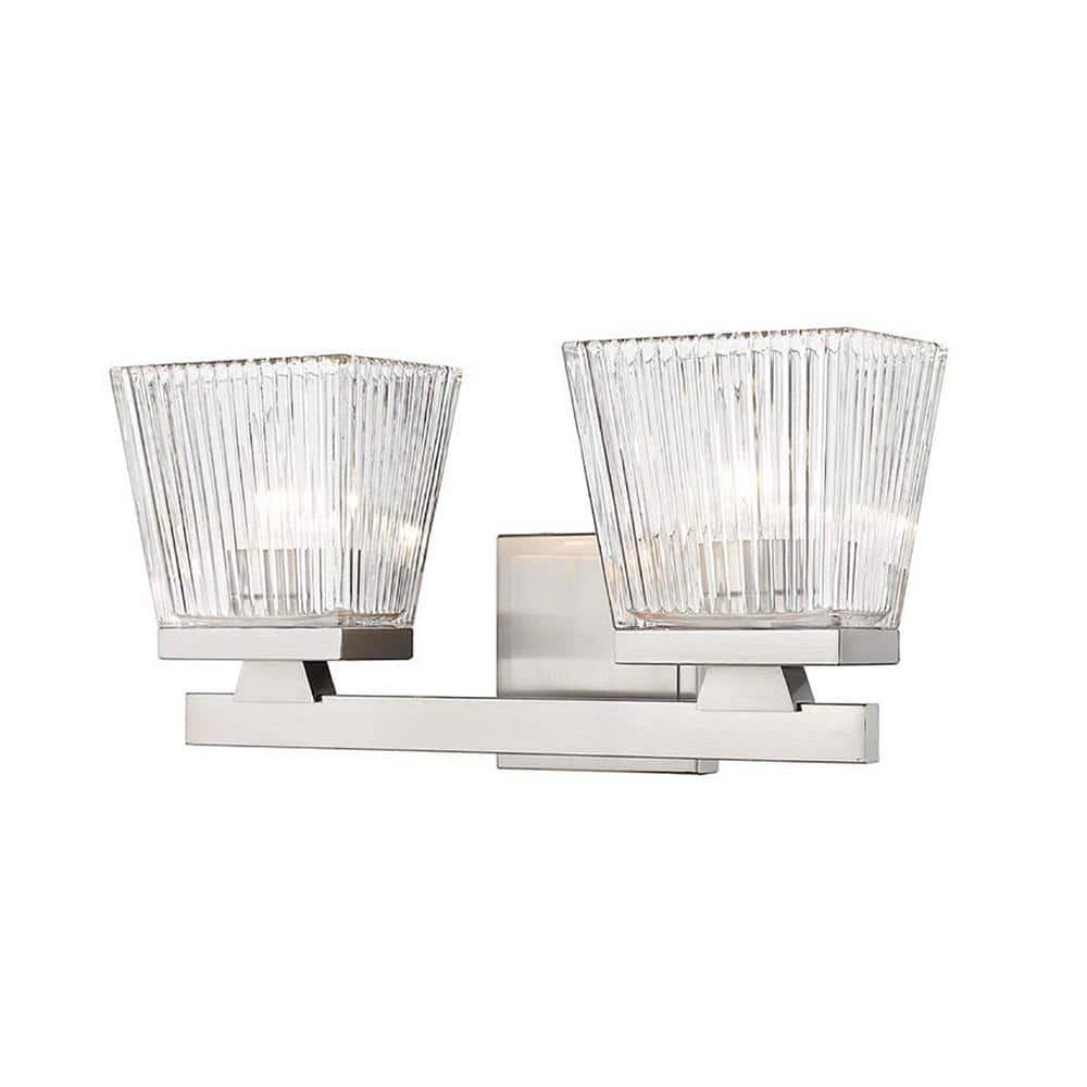 Astor 16 in 2-Light Brushed Nickel Vanity with Clear Glass Shades