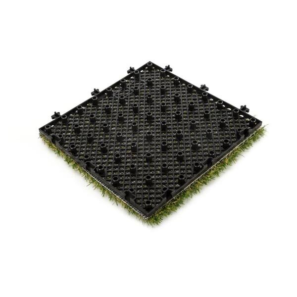 Courtyard Casual 1 ft. x 1 ft. Vinyl Grass Deck Tile in Green (9-Piece)