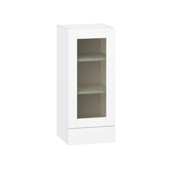 Timberline 15 in. W x 14 in. D x 35 in. H Assembled Glass Door Wall Kitchen Cabinet in Bright White with 2-Drawers