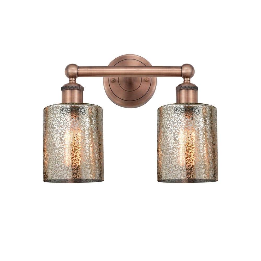 Cobbleskill 14 in. 2-Light Antique Copper Vanity Light with Glass Shade price history on PriceWatchPro