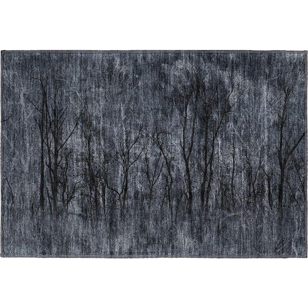 Mayfield Premium Machine Washable Abstract AMF2083 Charcoal 2 ft. x 3 ft. Accent Rug