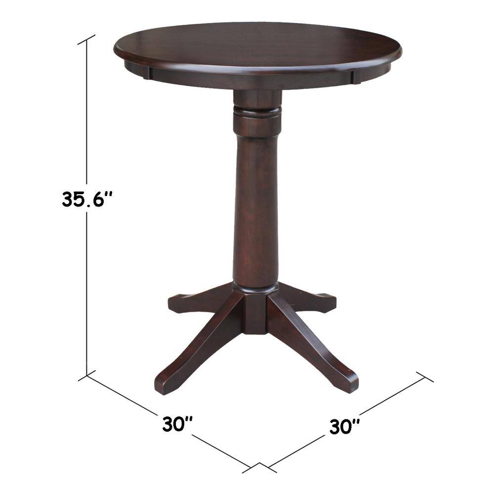 Elegant Mocha Wood Round Counter-Height Pedestal Table