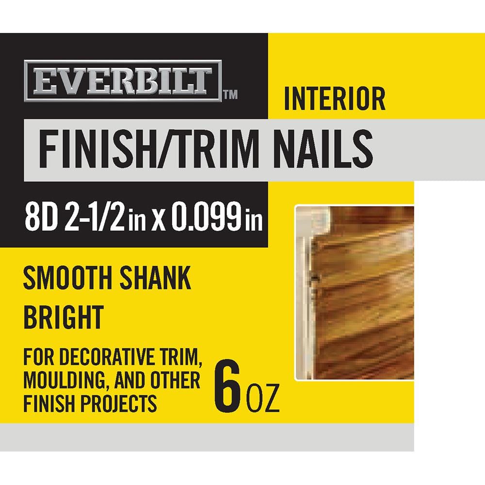 Everbilt 8D 21/2 in. Finish/Trim Nails Bright 6 oz (Approximately 62