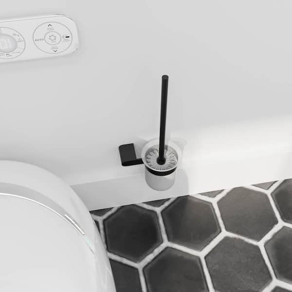 Bathroom Wall Mounted Toilet Paper Holder with Toilet Brush in Matte Black