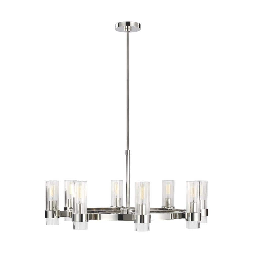 Geneva Polished Nickel 8-Light Chandelier with Clear Glass Shades