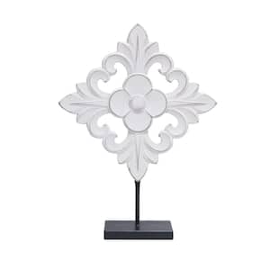 19 in. White Wood and Metal Tabletop Decor Piece