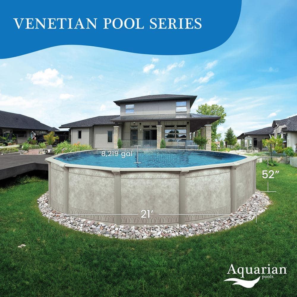 Aquarian Khaki Venetian Round Steel Frame 21' x 52" Above Ground Pool