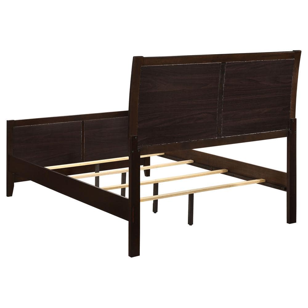Transitional Full/Double Upholstered Bed with Drawer and Nailhead Trim in Black/Brown
