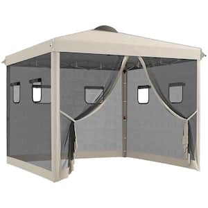 10 ft. x 10 ft. Pop Up Canopy Tent with Netting Instant Screen House Room UV-Resistant Sun Shelter Windows and Carry Bag