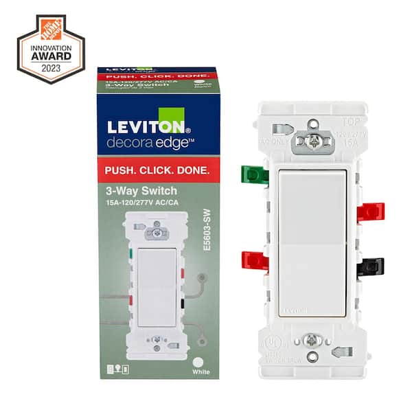 Leviton Decora Edge 15 Amp 3-Way Switch, White