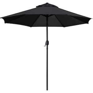 9 ft. Aluminum Outdoor Market Patio Umbrella in Black with 8 Sturdy Ribs