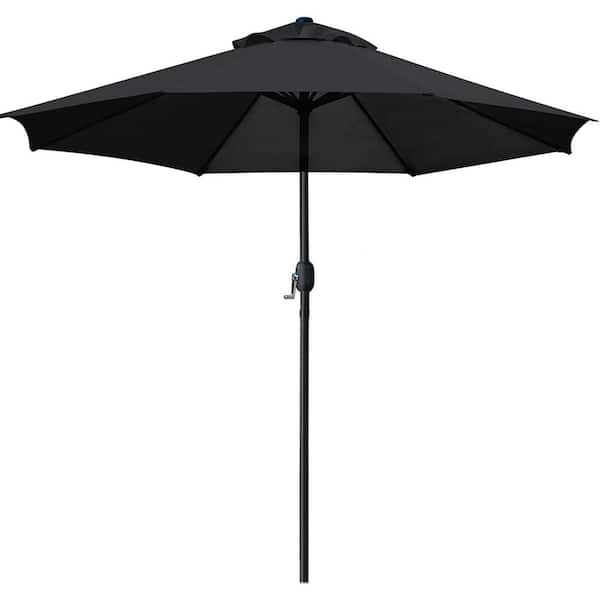 Dyiom 9 ft. Aluminum Outdoor Market Patio Umbrella in Black with 8 Sturdy Ribs