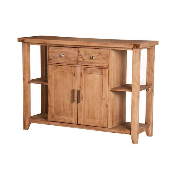 Alpine Furniture Aspen Iron Brush Antique Natural Wood 54 in. W Sideboard with Solid Wood, Drawers