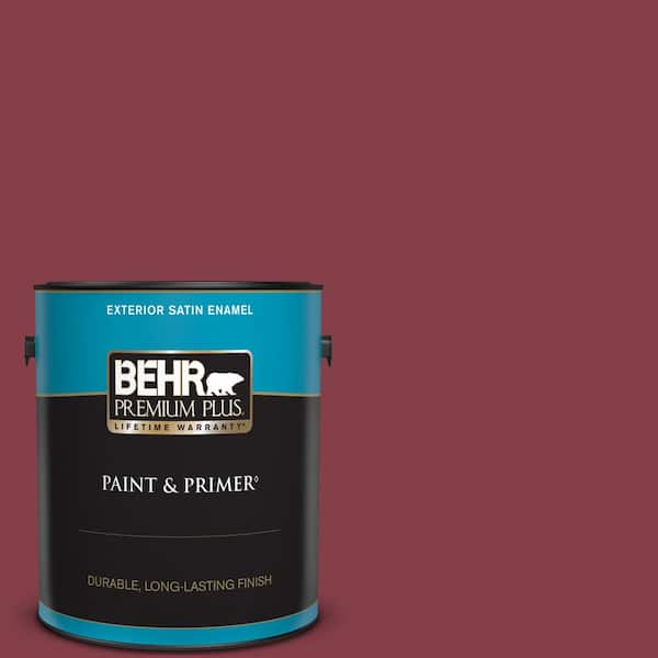 BEHR PREMIUM PLUS 1 gal. #S-H-120 Antique Ruby Satin Enamel Exterior Paint & Primer