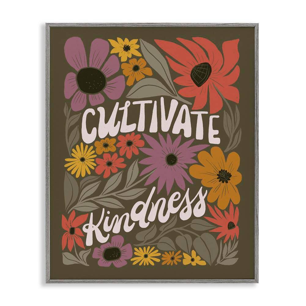 Groovy Cultivate Kindness by Loni Harris Gray Framed Nature Giclee Art Print 14 in. x 11 in. price history on PriceWatchPro