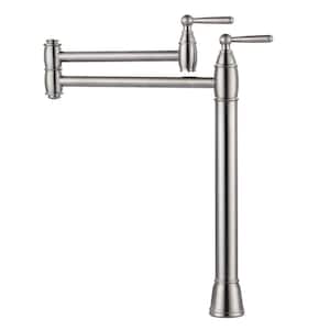 Deck Mount Pot Filler Faucet with 2 Handle in Brushed Nickel
