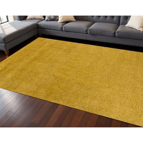 Yellow 8 ft. x 11 ft. Woven Solid Color Rectangle Indoor Area Rug
