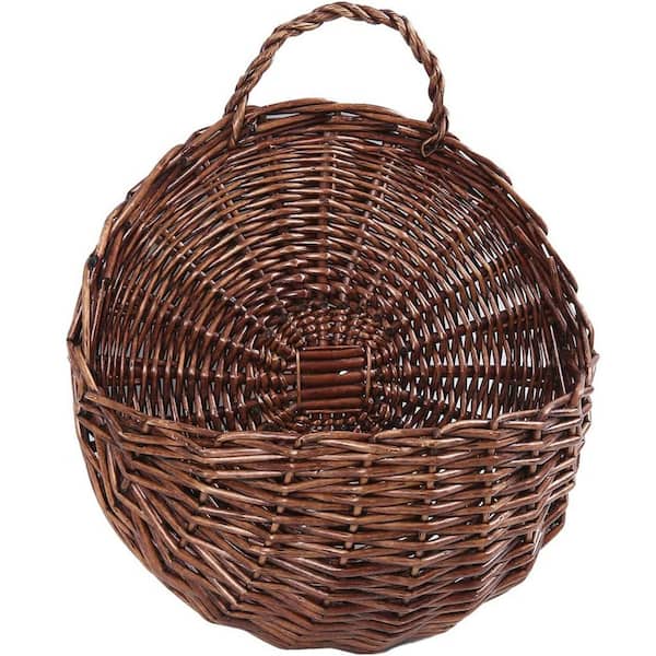 11 in. H Brown Handmade Woven Wicker Hanging Storage Basket