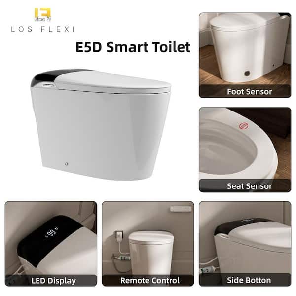 Smart Toilet with Built in Tank, 4-Bidet Modes, Instant Warm Water, ECO Light, Heated Seat, Backup Flush, Dryer, Remote