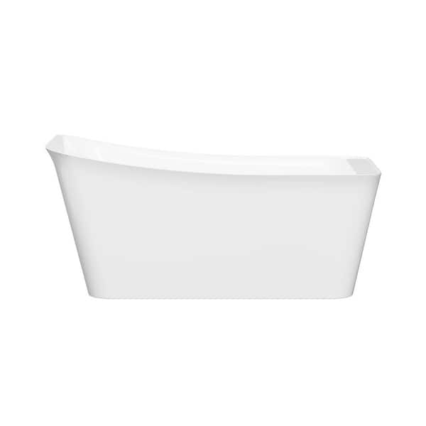 TOP 64 in. x 32 in. Pure Acrylic Rectangle Soaking Bathtub with Reversible Drain in Glossy white