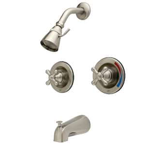 Vintage Double Handle 1-Spray Tub and Shower Faucet 2 GPM with Corrosion Resistant in. Brushed Nickel