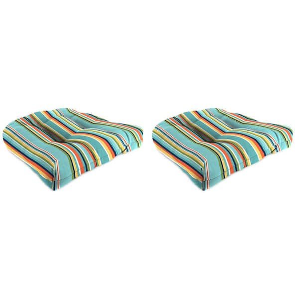 18 in. L x 18 in. W x 4 in. T Tufted Outdoor Wicker Seat Cushion in Mamba Pelican (2-Pack)
