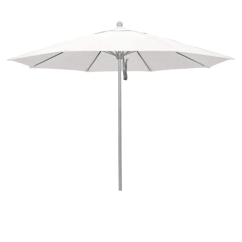 11 ft. Grey Woodgrain Aluminum Market Patio Umbrella with Fiberglass Ribs Pulley Lift in Natural Pacifica price history on PriceWatchPro