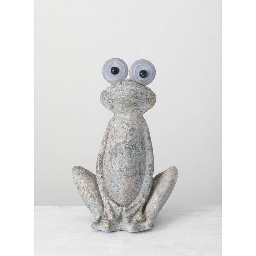 Gray Resin Big-Eyed Frog Garden Statue 20.5"