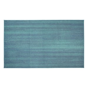 Solid Blue 3 ft. x 5 ft. Machine Washable Accent Rug