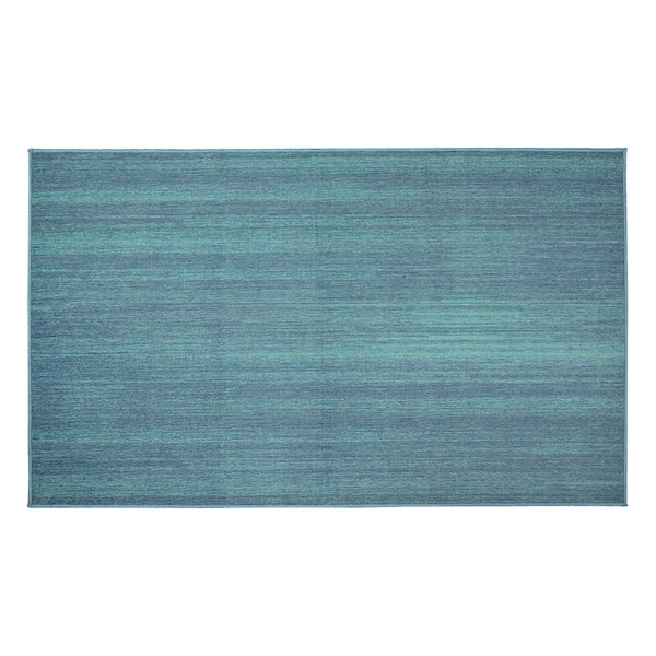 My Magic Carpet Solid Blue 3 ft. x 5 ft. Machine Washable Accent Rug