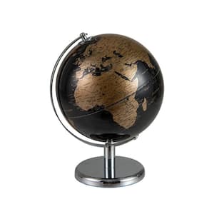Gymax 10.5 in. Metallic Black World Globe 8-Inch Rotating Earth