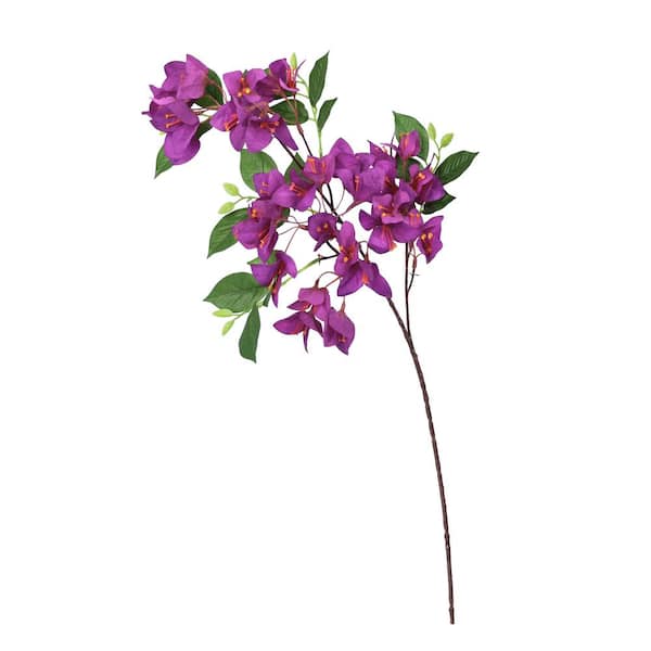 LIVING LUXURY 30 in. Purple Artificial Bougainvillea Flower Stem Spray (Set of 4)