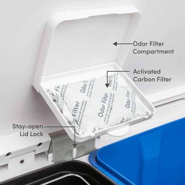 Qualiazero 16 Gal. Dual Compartment Matte White Recycle Trash Can