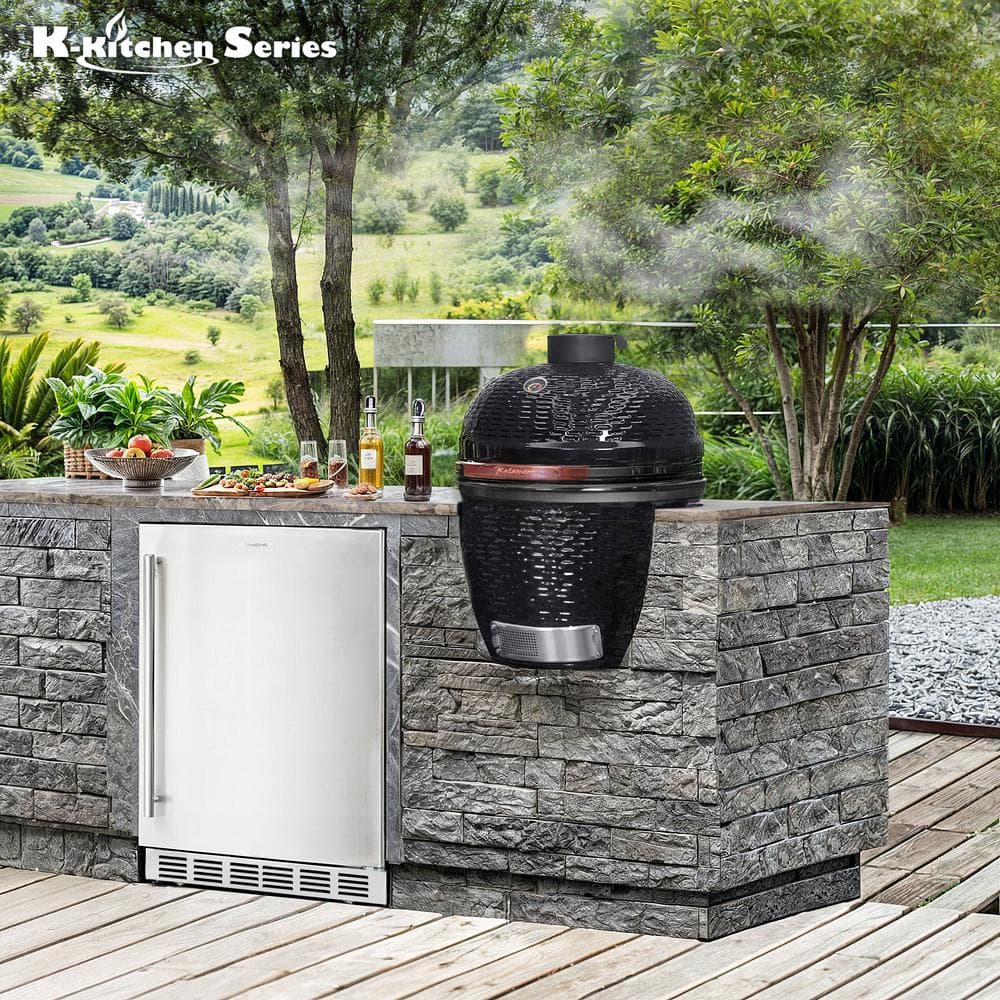 Kalamera 18'' Red Ceramic Kamado Charcoal Grill with Folding Shelves