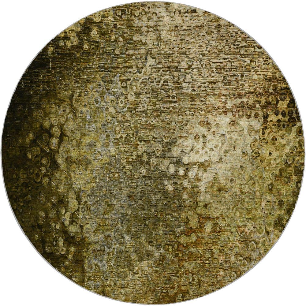 Dream Shag Premium Machine Washable Abstract ADS565 Brown 8 ft. x 8 ft. Round Rug price history on PriceWatchPro